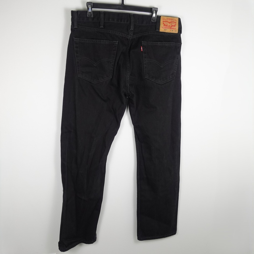 Levi's 505 Regular Straight Leg 100% Cotton Black Denim Jeans Men's 38 X 32